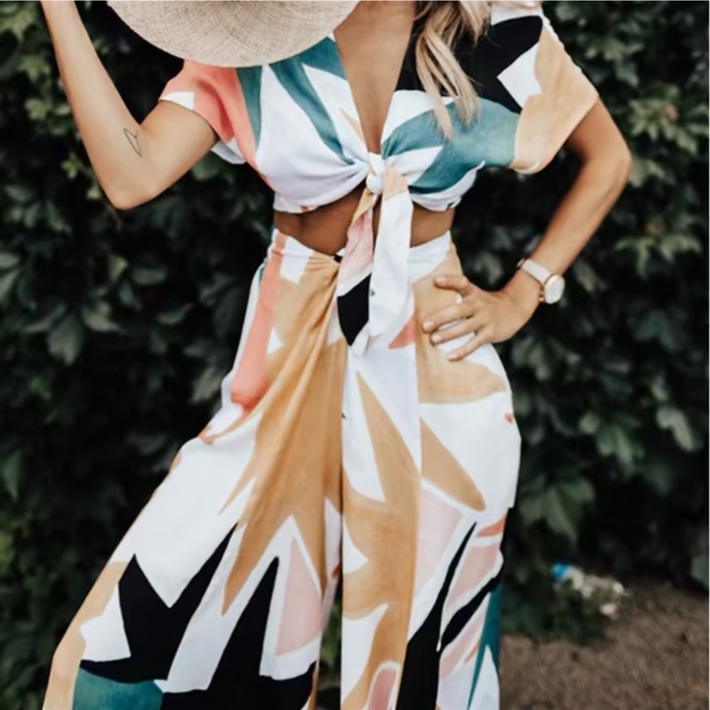 Boutique Boho Tropical Crop Top and Pants